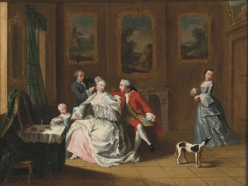 1721-Charles-Joseph Flipart - Donna alla sua toilette - attribuito